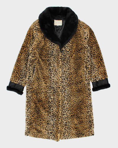 Vintage 90's Women's Faux Fur Cheetah Print Long Coat - XS