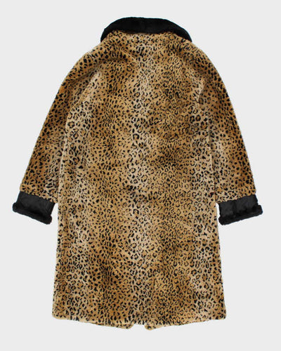 Vintage 90's Women's Faux Fur Cheetah Print Long Coat - XS