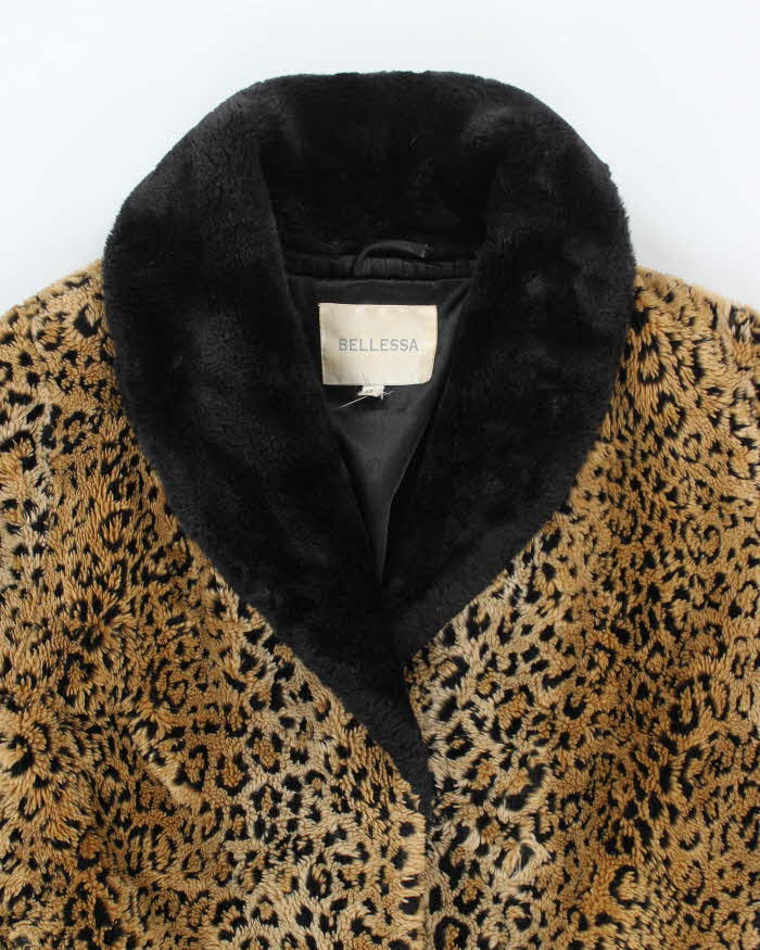 Vintage 90's Women's Faux Fur Cheetah Print Long Coat - XS