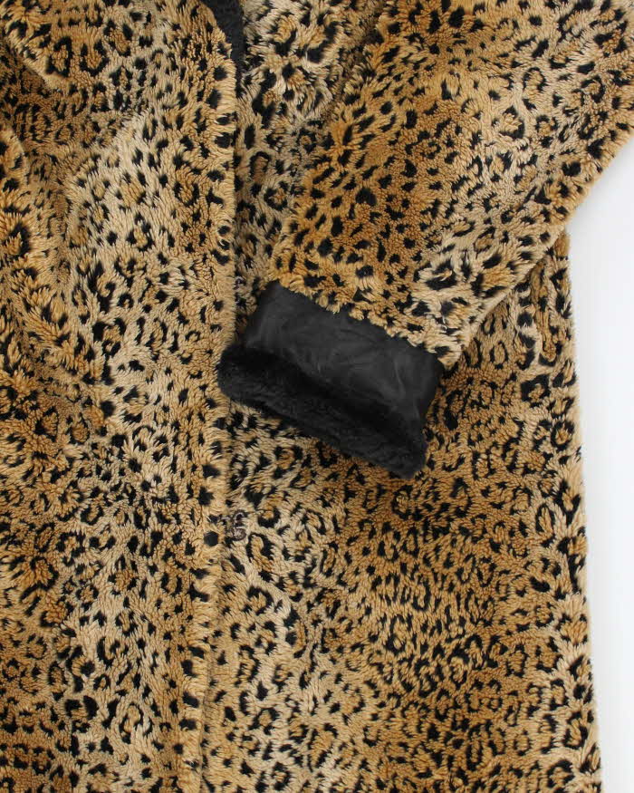 Vintage 90's Women's Faux Fur Cheetah Print Long Coat - XS