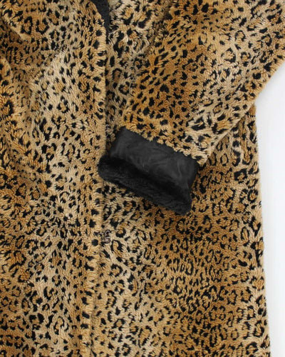 Vintage 90's Women's Faux Fur Cheetah Print Long Coat - XS