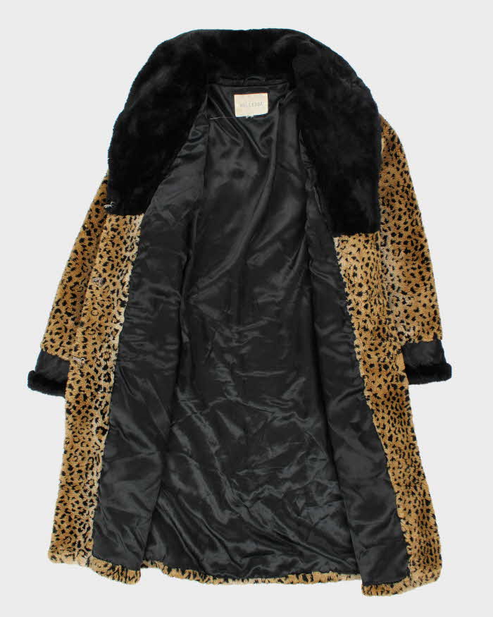 Vintage 90's Women's Faux Fur Cheetah Print Long Coat - XS