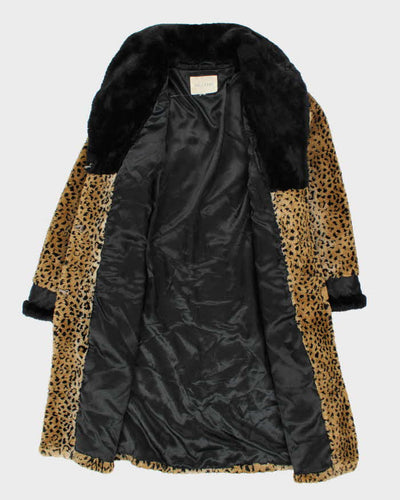 Vintage 90's Women's Faux Fur Cheetah Print Long Coat - XS