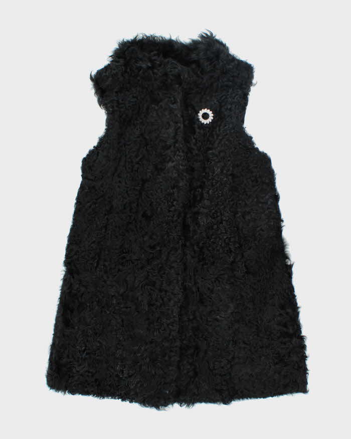 Vintage Y2K Dolce &amp; Gabbana Faux Fur Sleeveless Long Coat - M