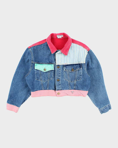 Vintage 90's Women's Guess Cropped Patterned Denim Jacket  - L