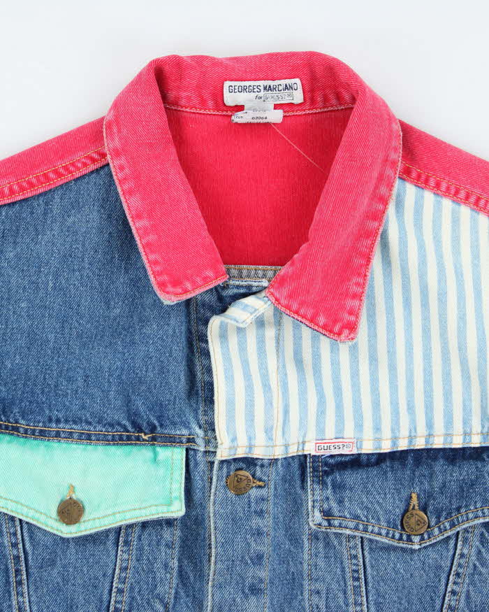 Vintage 90's Women's Guess Cropped Patterned Denim Jacket  - L