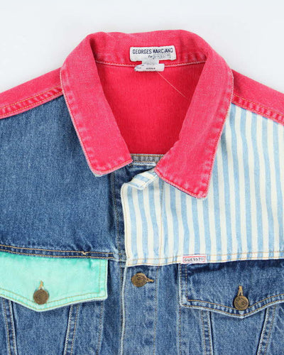 Vintage 90's Women's Guess Cropped Patterned Denim Jacket  - L