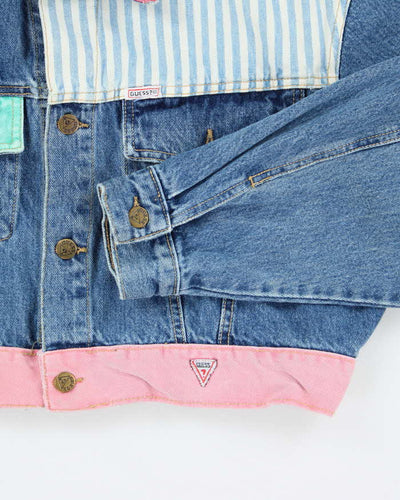 Vintage 90's Women's Guess Cropped Patterned Denim Jacket  - L