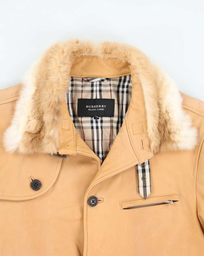 Vintage 90's Women's Burberry Insulated Leather Jacket - L