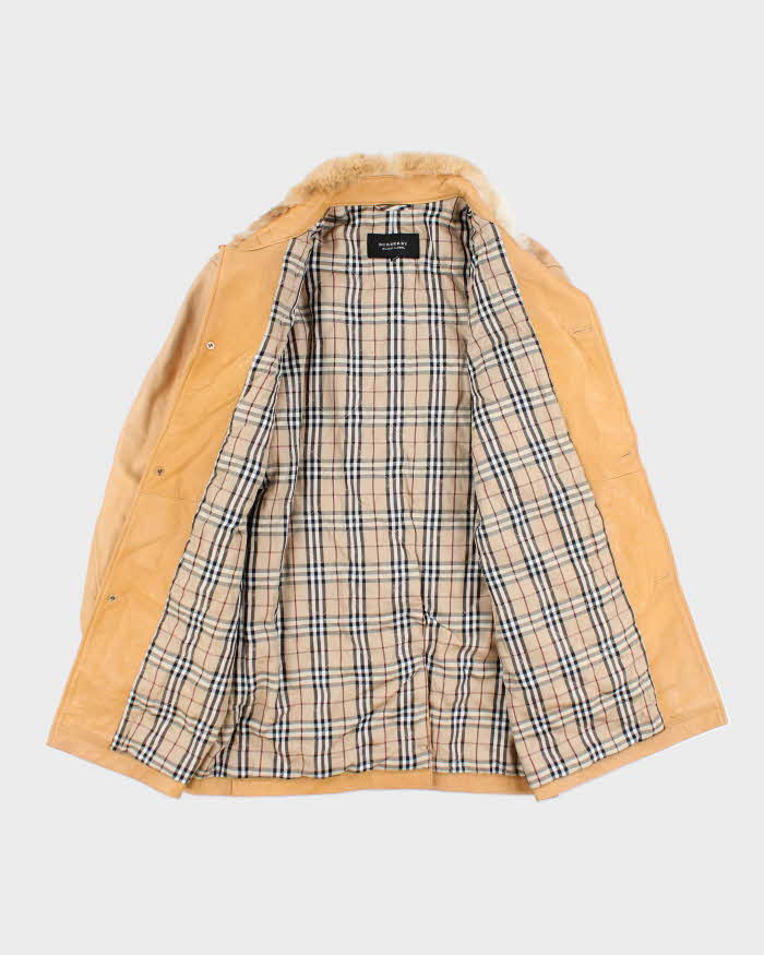 Vintage 90's Women's Burberry Insulated Leather Jacket - L