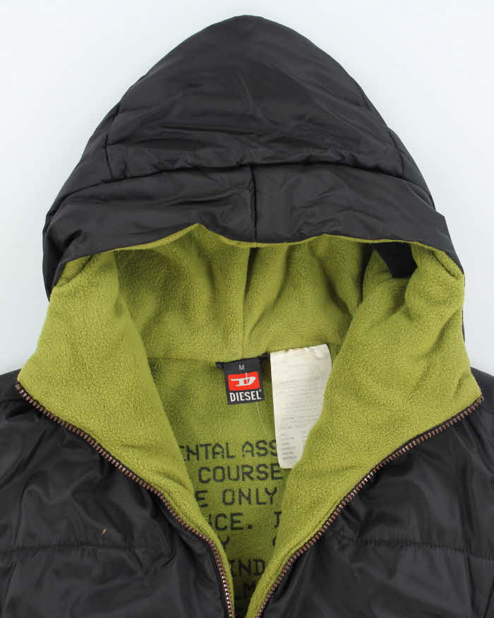 Vintage Y2K Women's Diesel Cropped Hooded Puffer Jacket - M