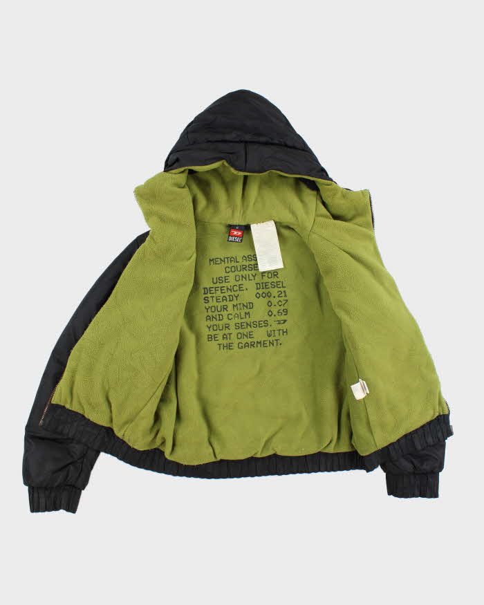 Vintage Y2K Women's Diesel Cropped Hooded Puffer Jacket - M