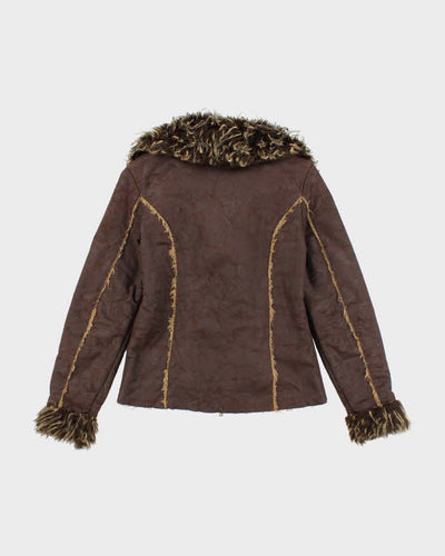 Y2k 00s Le Chateau Faux Suede Fur Lined Jacket - XS