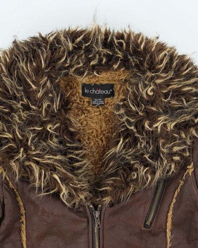 Y2k 00s Le Chateau Faux Suede Fur Lined Jacket - XS