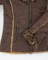 Y2k 00s Le Chateau Faux Suede Fur Lined Jacket - XS
