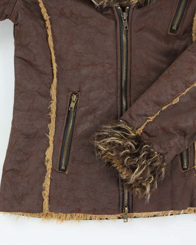 Y2k 00s Le Chateau Faux Suede Fur Lined Jacket - XS