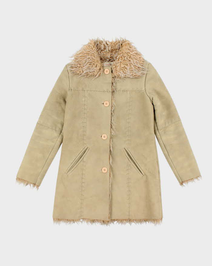 Y2k 00s Le Chateau Faux Suede Fur Lined Jacket - XS