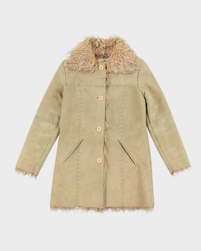 Y2k 00s Le Chateau Faux Suede Fur Lined Jacket - XS