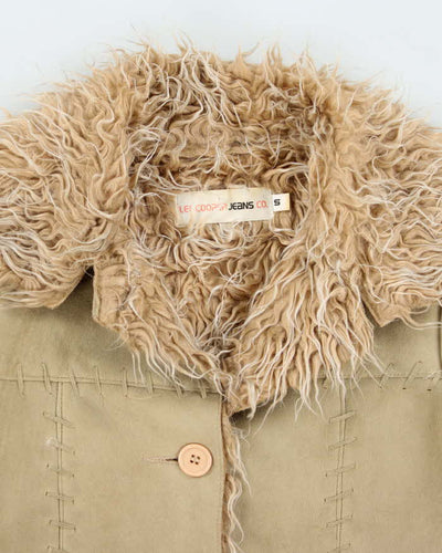 Y2k 00s Le Chateau Faux Suede Fur Lined Jacket - XS