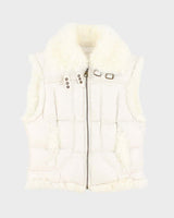 Vintage Women's Y2K Guess Fur Collared Puffer Gilet - S