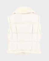 Vintage Women's Y2K Guess Fur Collared Puffer Gilet - S