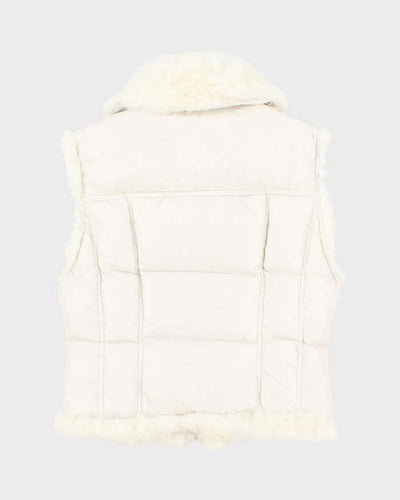 Vintage Women's Y2K Guess Fur Collared Puffer Gilet - S