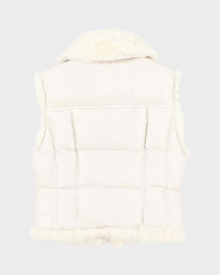 Vintage Women's Y2K Guess Fur Collared Puffer Gilet - S