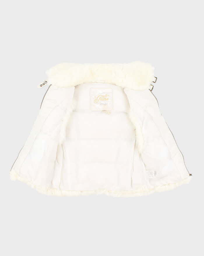 Vintage Women's Y2K Guess Fur Collared Puffer Gilet - S
