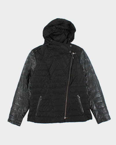 Vintage Women's Y2K Danier Asymmetrical Zipped Hooded Jacket - M