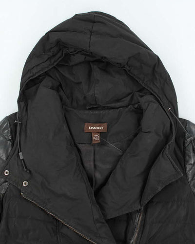 Vintage Women's Y2K Danier Asymmetrical Zipped Hooded Jacket - M