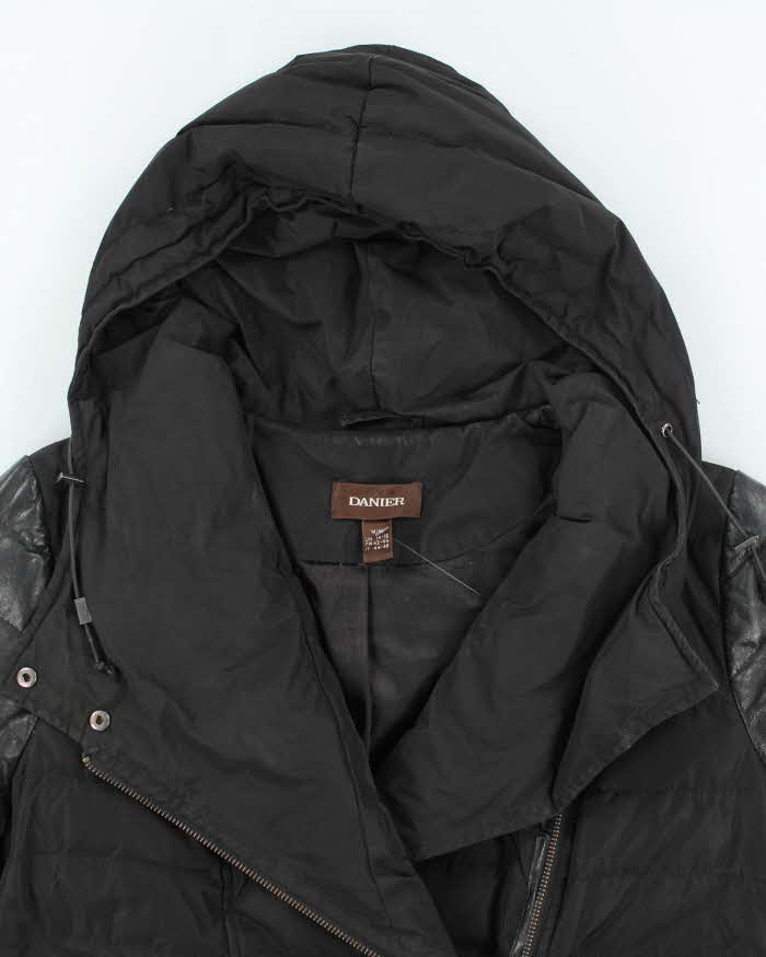 Vintage Women's Y2K Danier Asymmetrical Zipped Hooded Jacket - M