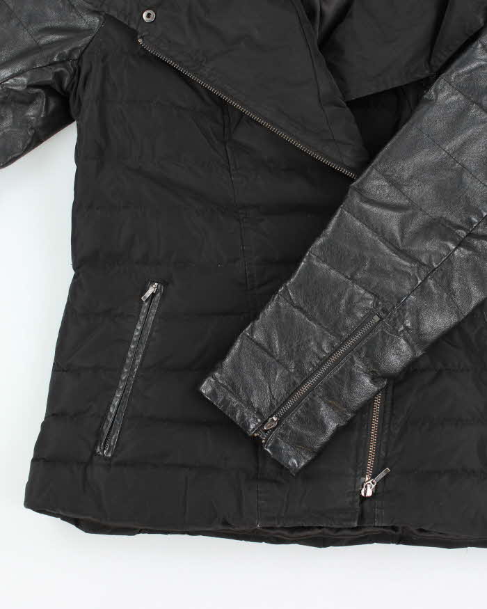 Vintage Women's Y2K Danier Asymmetrical Zipped Hooded Jacket - M