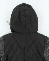 Vintage Women's Y2K Danier Asymmetrical Zipped Hooded Jacket - M