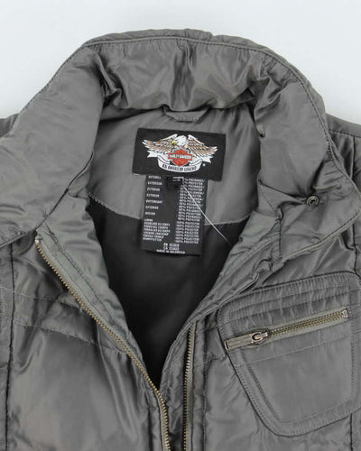 Vintage Women's Y2K Harley Davidson Cropped Insulated Jacket - XS