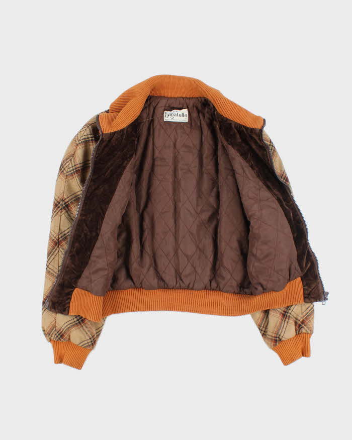 Vintage 70's Women's Cropped Insulated Bomber Jacket - M