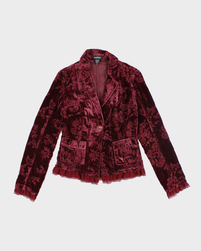 Vintage 90s Le Chateau Velvet Embroidered Blazer - XXS