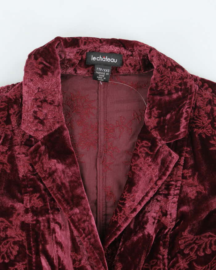 Vintage 90s Le Chateau Velvet Embroidered Blazer - XXS