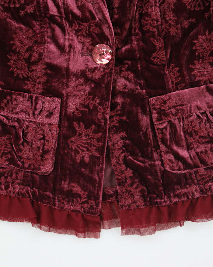 Vintage 90s Le Chateau Velvet Embroidered Blazer - XXS
