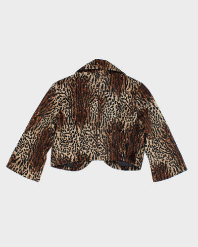 Y2k 00s Guess Leopard Print Velvet Cropped Jacket- XS