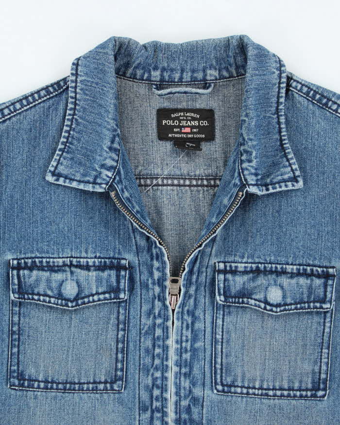 Vintage Y2K Women's Polo Jeans Dark Wash Denim Jacket - L
