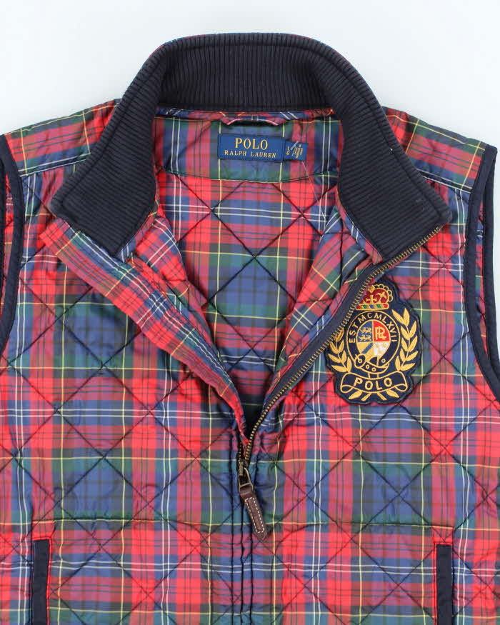 Vintage Women's Ralph Lauren Tartan Insulated Puffer Gilet - L
