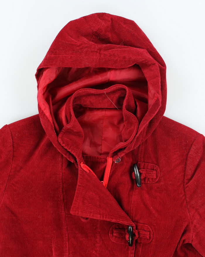 Y2k 00s Red Corduroy Hooded Jacket - M