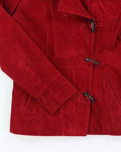 Y2k 00s Red Corduroy Hooded Jacket - M