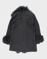 Vintage Donatella Wool &amp; Faux Fur Jacket - M