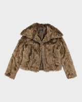 Y2k 00s Venus Brown Faux Fur Jacket - S