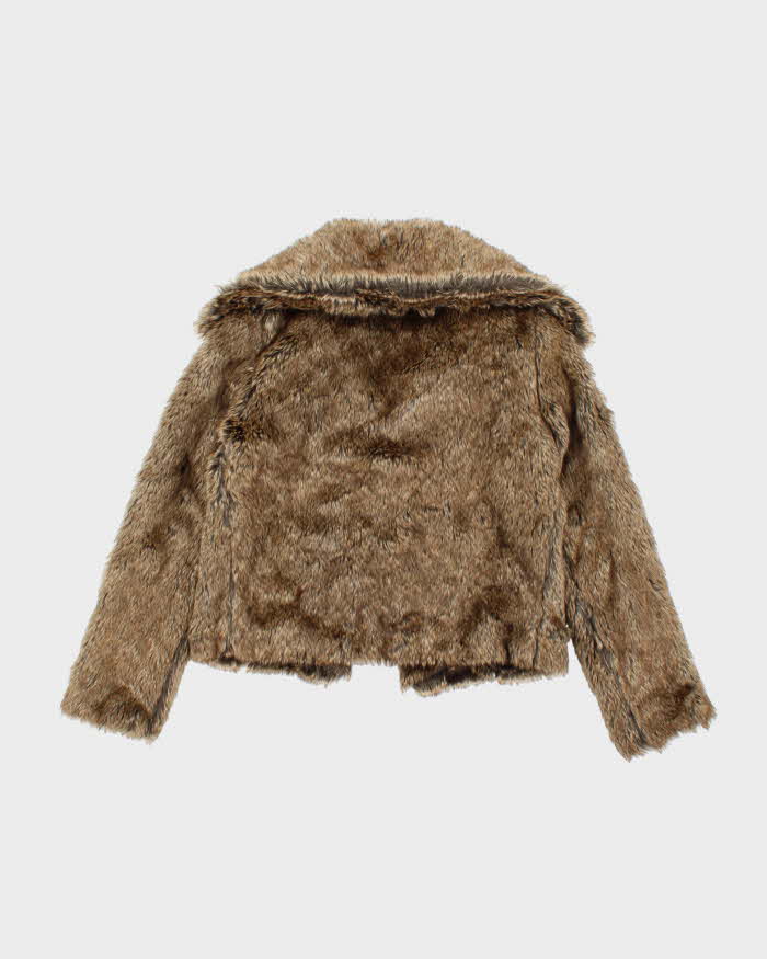 Y2k 00s Venus Brown Faux Fur Jacket - S