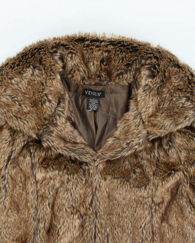 Y2k 00s Venus Brown Faux Fur Jacket - S