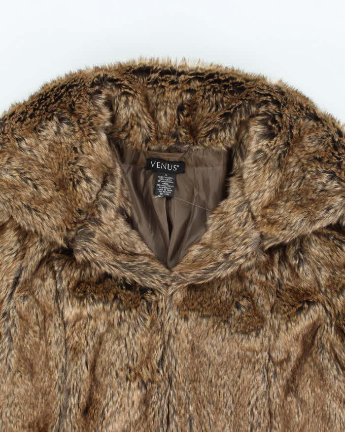 Y2k 00s Venus Brown Faux Fur Jacket - S