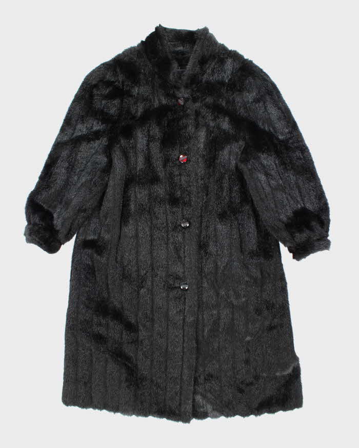 Vintage Image Black Faux Fur Coat - M
