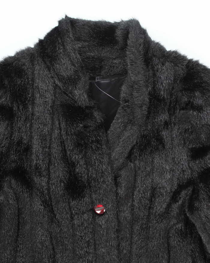 Vintage Image Black Faux Fur Coat - M